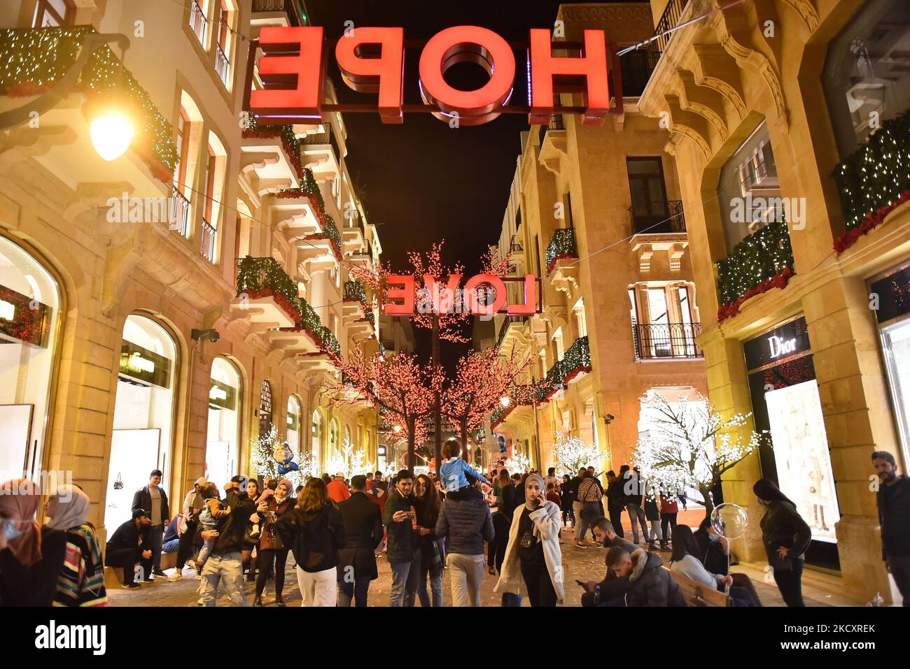 Christmas lights in Beirut, Lebanon, on December 12, 2021. (Photo by