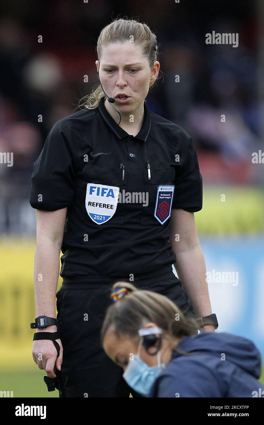Referee, Abigail Byrne during Barclays FA Woman Super League between Brighton and Hove Albion and Manchester United at The People's Pension Stadium, Crawly on 12th December, 2021 (Photo by Action Foto Sport/NurPhoto) Stock Photo