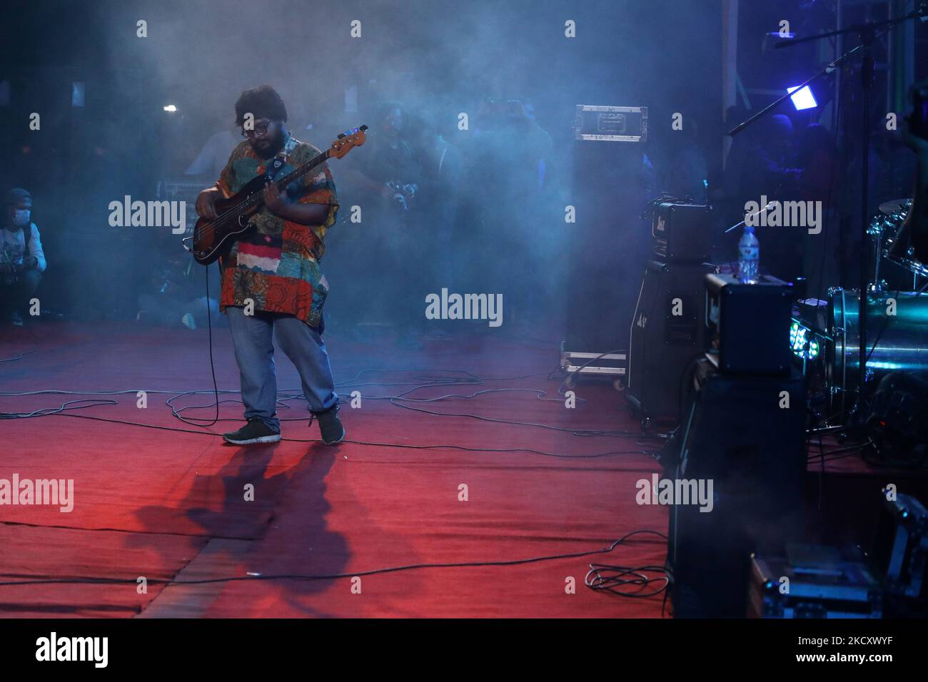 Bangladeshi band during a performance on the centenary celebration of