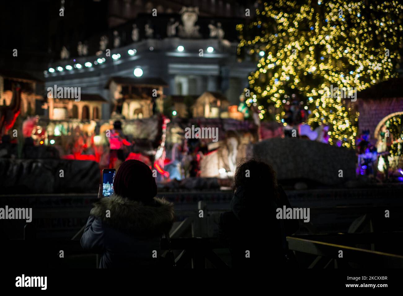 Nativity scene and Christmas tree in Vatican City, Vatican, on December 10, 2021. (Photo by