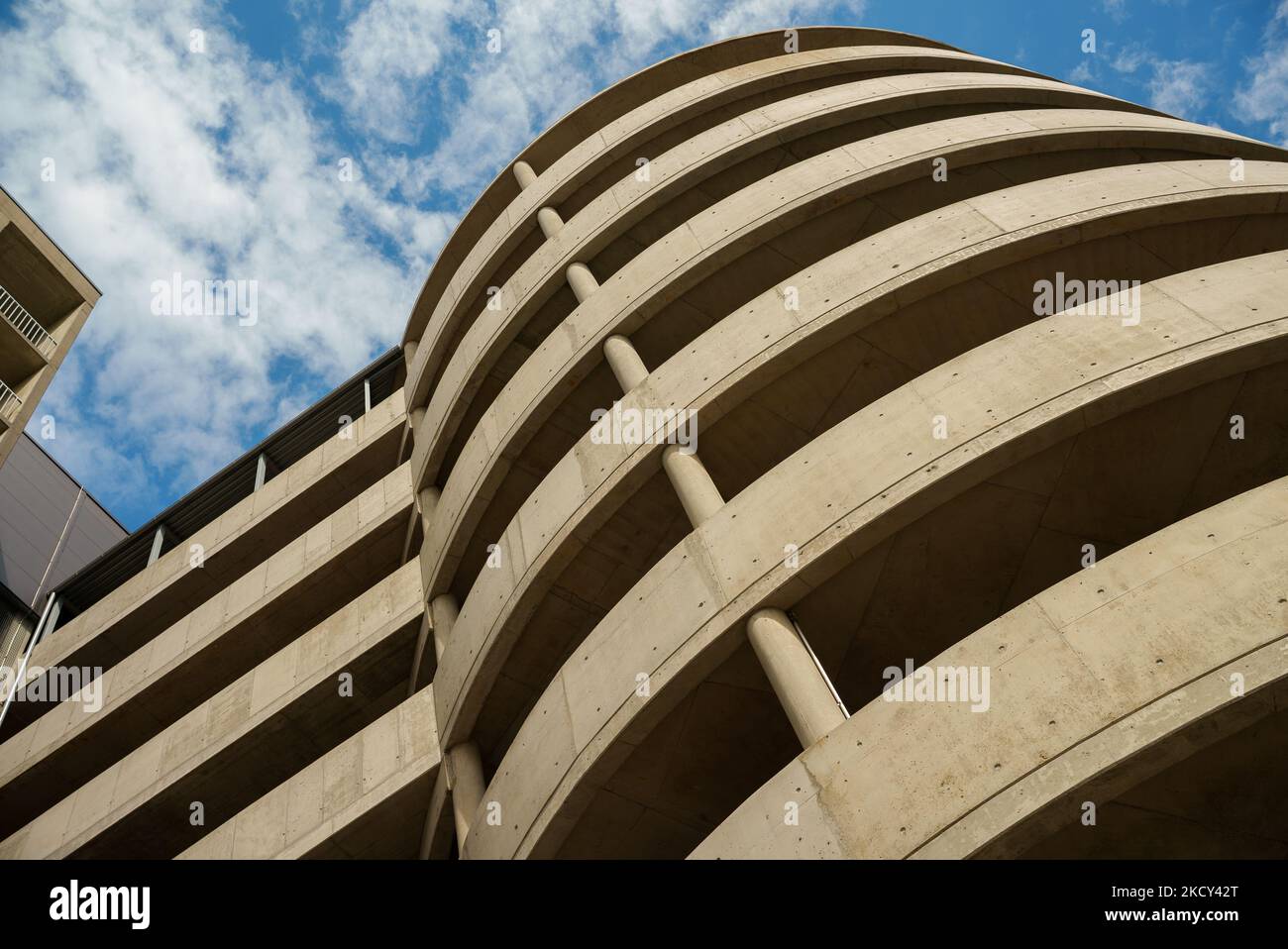 Large multi-level parking against the sky. Stock Photo