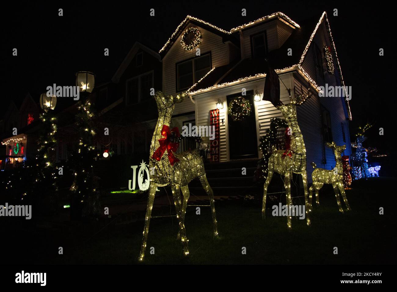 The famous Dyker Heights Christmas Lights in Brooklyn, New York on