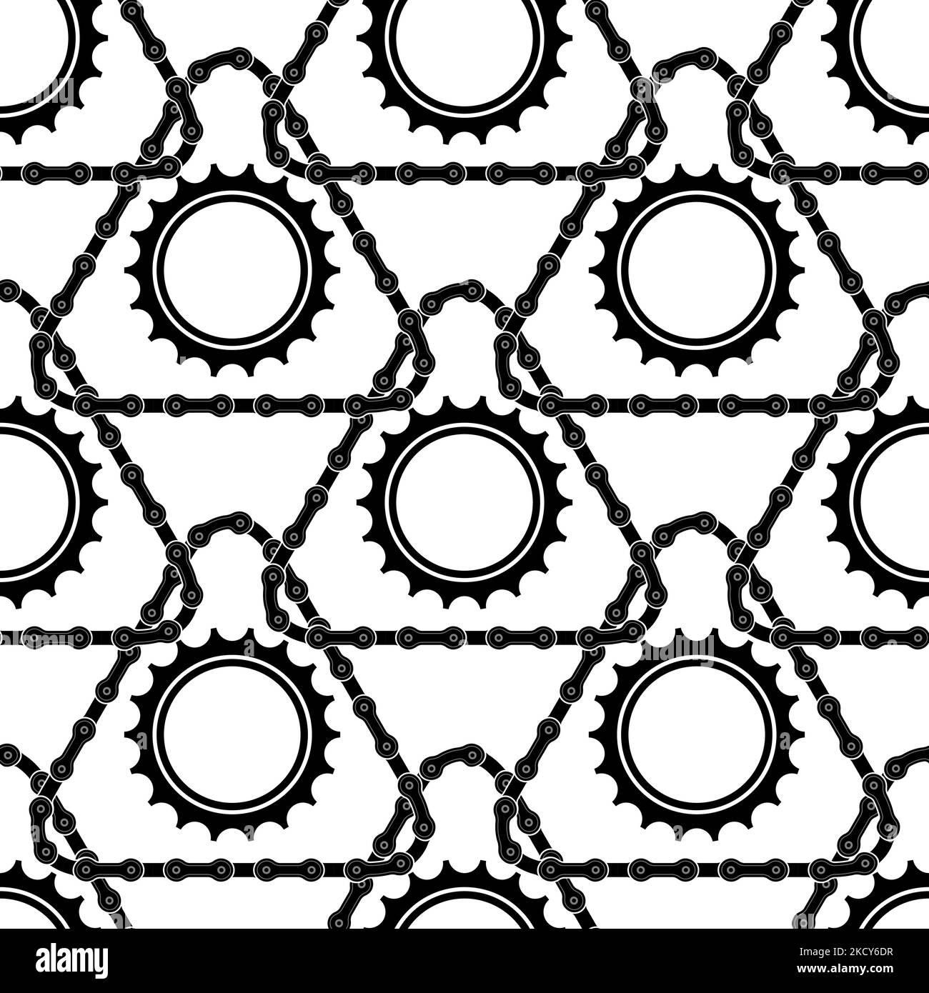 Different Bicycle Chain Frames Seamless Pattern Isolated on White
