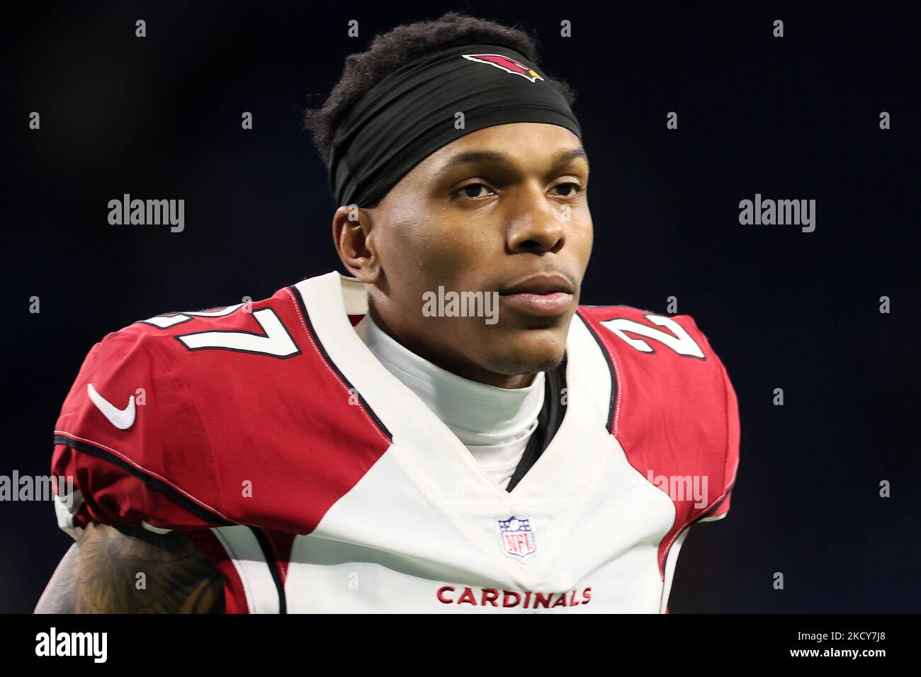 Arizona Cardinals cornerback Luq Barcoo (27) runs off the field after