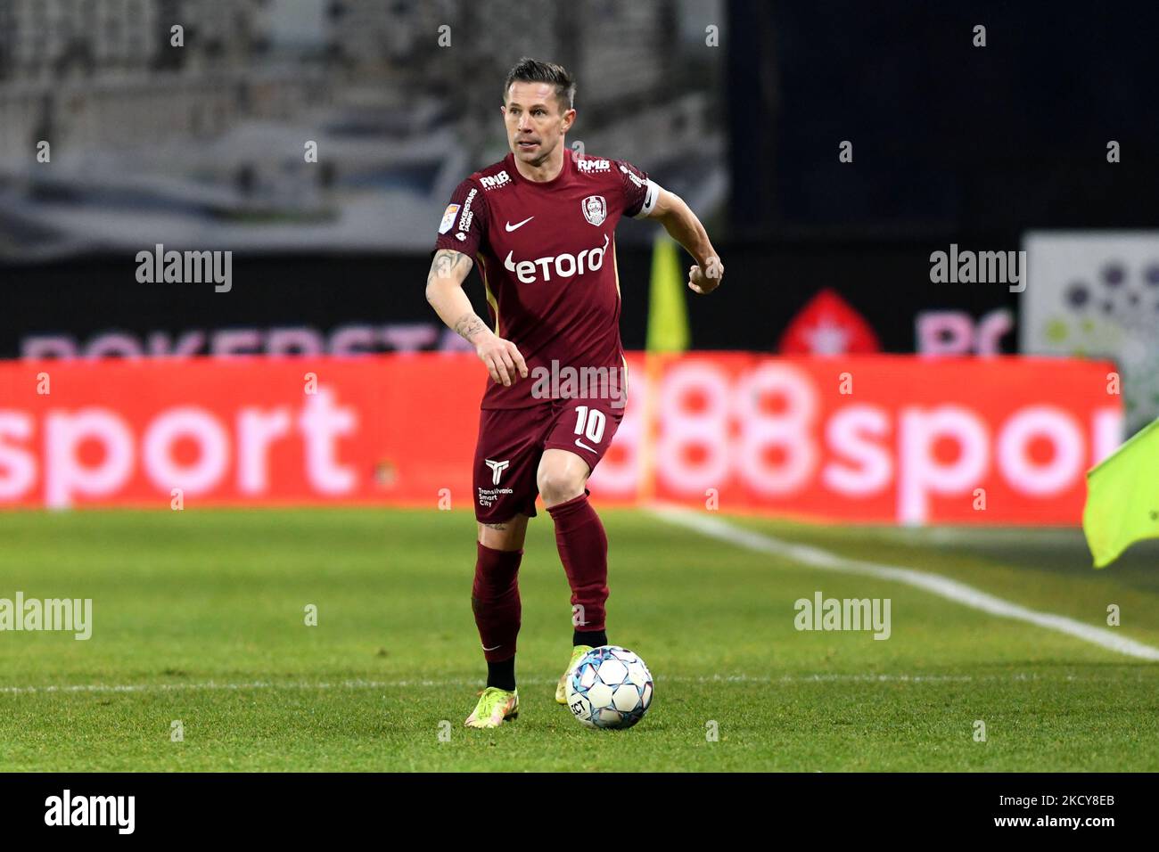 Players of CFR Cluj celebrating goal scoring during the game against FC  Arges, disputed on Dr Constantin Radulescu Stadium, Cluj-Napoca, 19  December 2021 (Photo by Flaviu Buboi/NurPhoto Stock Photo - Alamy