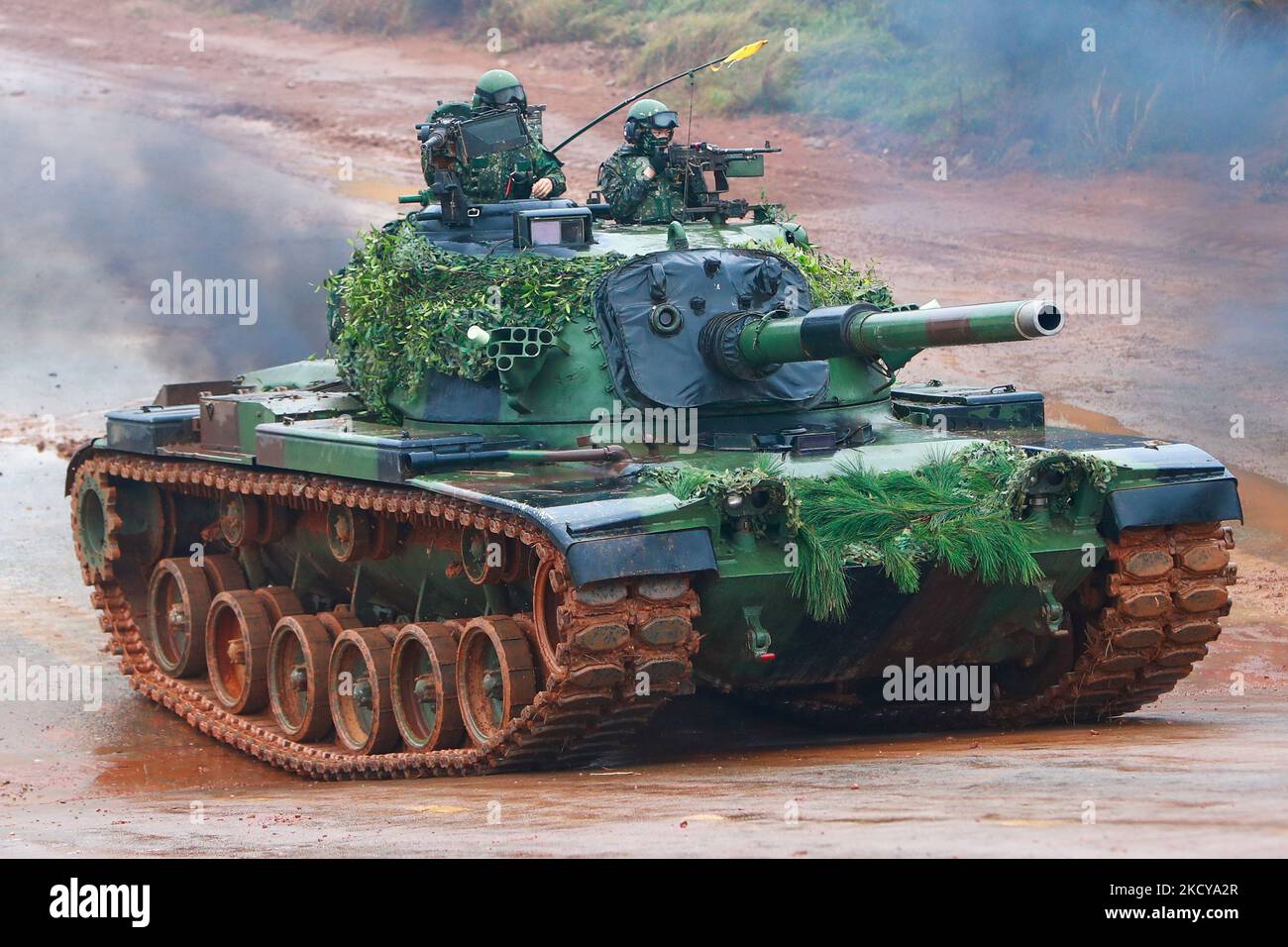 A M60-A3 tank moves during a live ammunition military drill at an ...