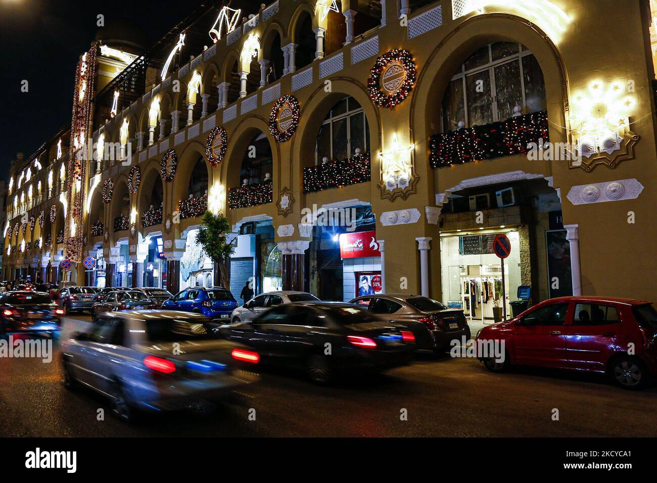 The streets and buildings of the Heliopolis district are decorated with