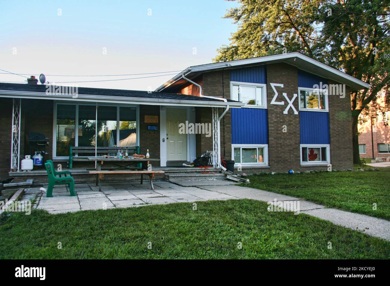 Sigma Chi fraternity house (Kappa Mu Chapter) near the University of Windsor, Ontario, Canada. (Photo by Creative Touch Imaging Ltd./NurPhoto) Stock Photo