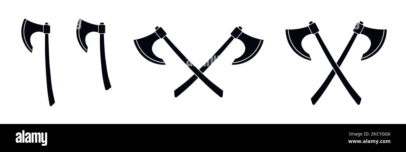 Battle axe logo icon set Stock Vector