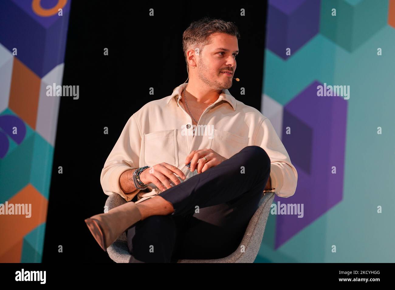 Lisbon, Portugal. 04th Nov, 2022. Mickael Carreira, Musician, addresses the audience during the last day of the Web Summit 2022 in Lisbon. Credit: SOPA Images Limited/Alamy Live News Stock Photo