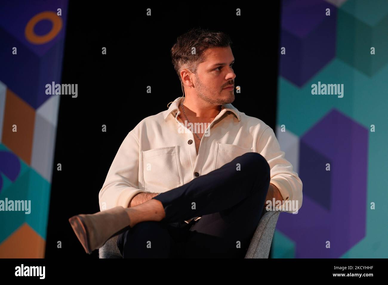 Lisbon, Portugal. 04th Nov, 2022. Mickael Carreira, Musician, addresses the audience during the last day of the Web Summit 2022 in Lisbon. Credit: SOPA Images Limited/Alamy Live News Stock Photo