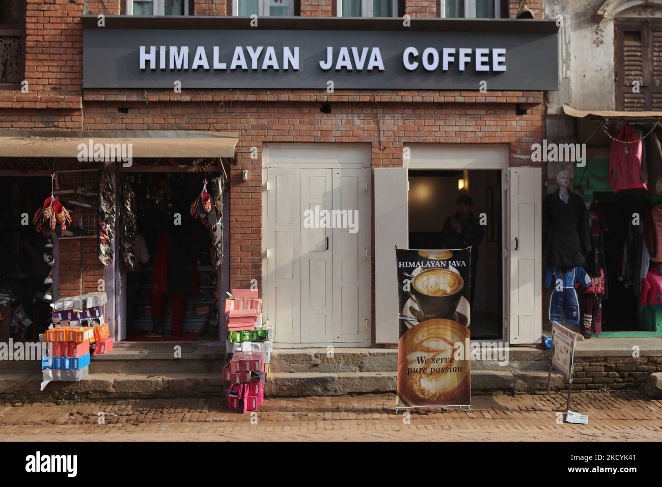 Modern coffee house caters to tourists in the ancient city of Bhaktapur ...