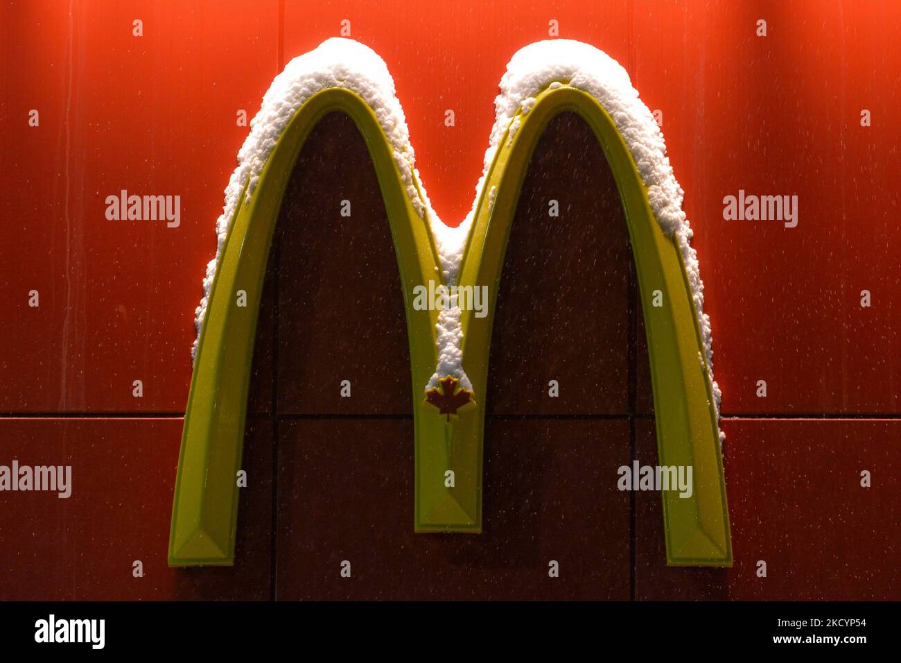 McDonald's logo outside a McDonald's fast food restaurant in Edmonton