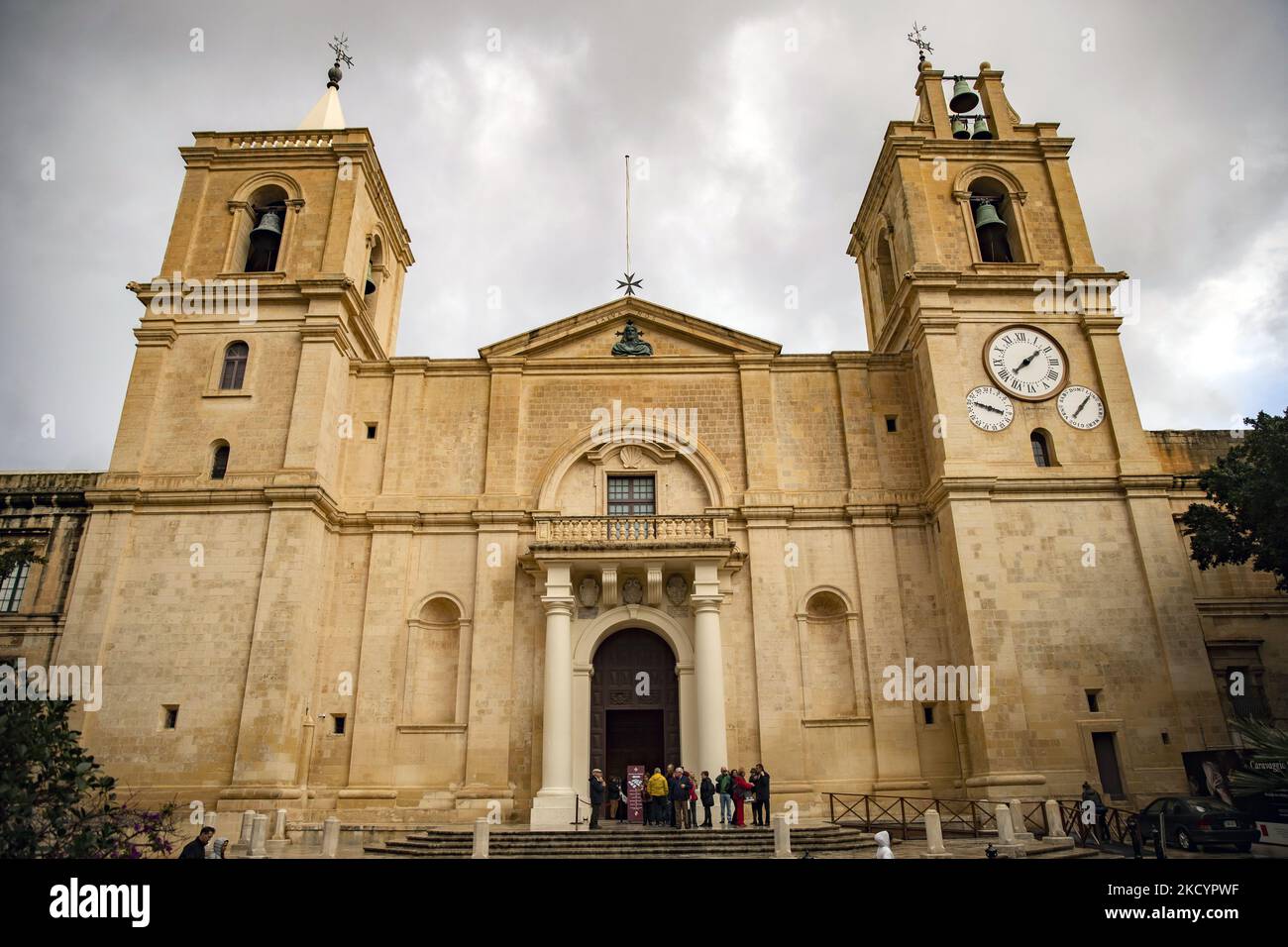 Facade of the St. John's Co-Cathedral in Valletta, Malta on November 25, 2019. (Photo by Emmanuele Contini/NurPhoto) Stock Photo