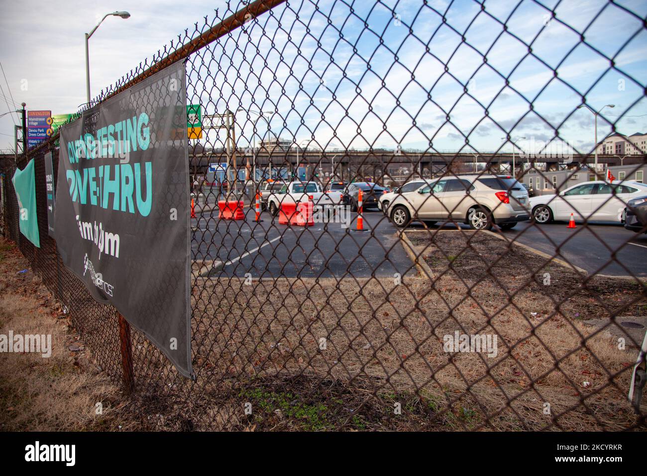 Motorists waiting for a COVID19 rapid test are seen waiting in line at
