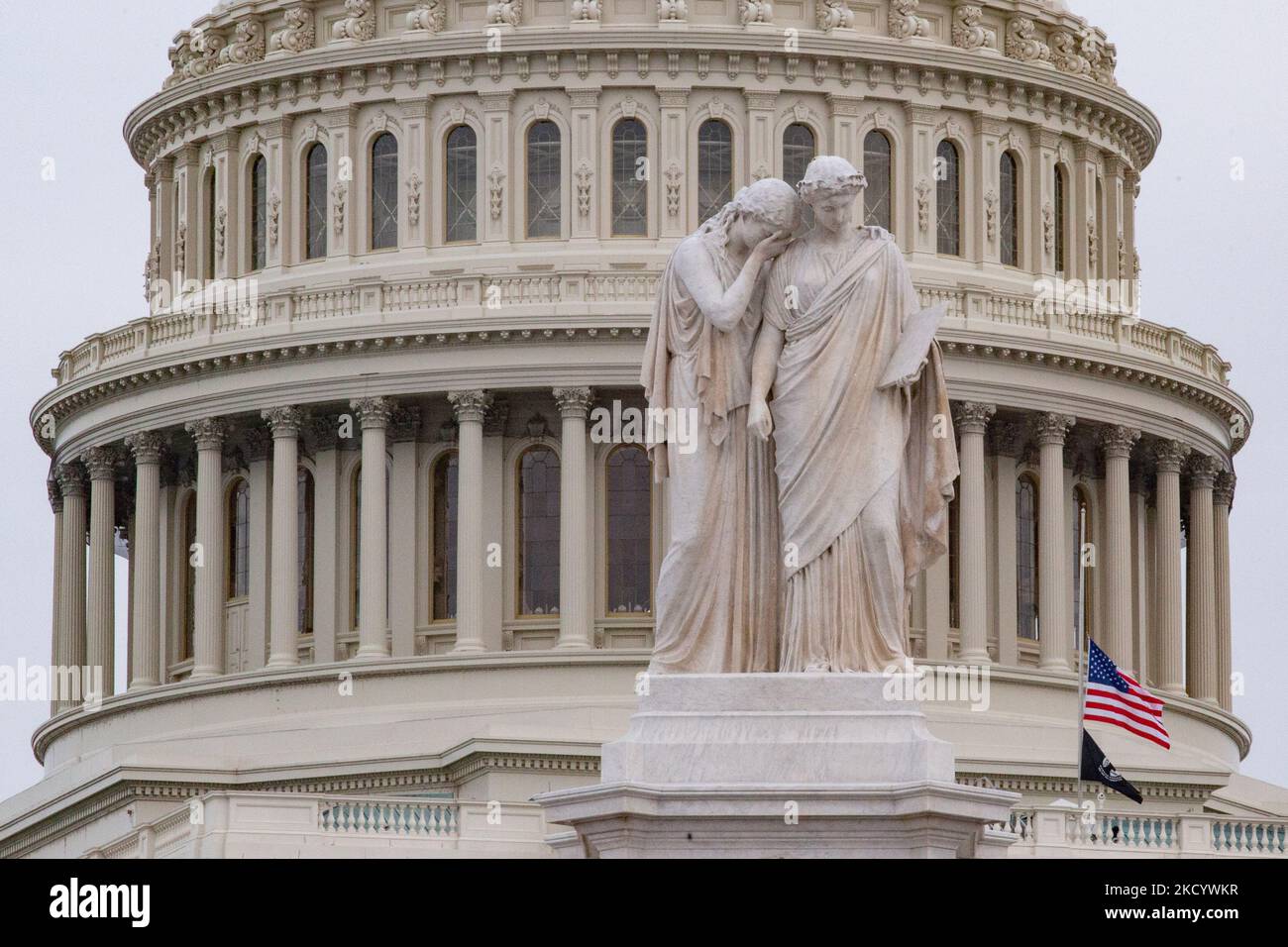 Western Inserection Flag Seen behind weeping figures of the Peace Monument, flags are flown at ...