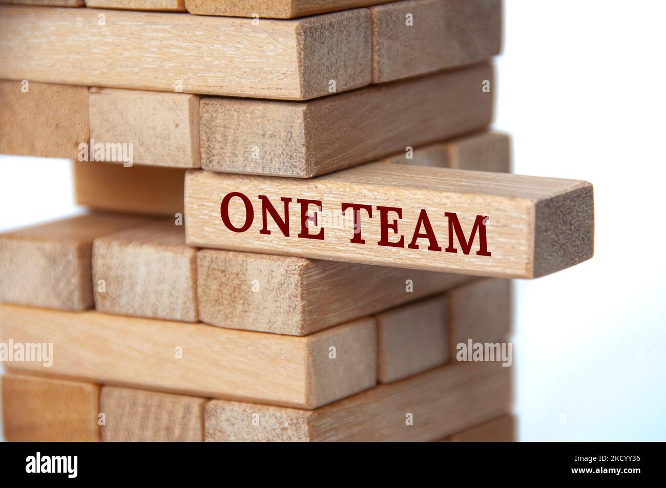 One Team text on wooden blocks. Team work concept. Stock Photo