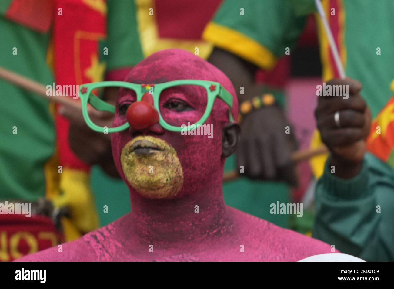 Fans during Cameroon against Burkina Faso, African Cup of Nations, at Paul Biya Stadium on January 9, 2022. (Photo by Ulrik Pedersen/NurPhoto) Stock Photo