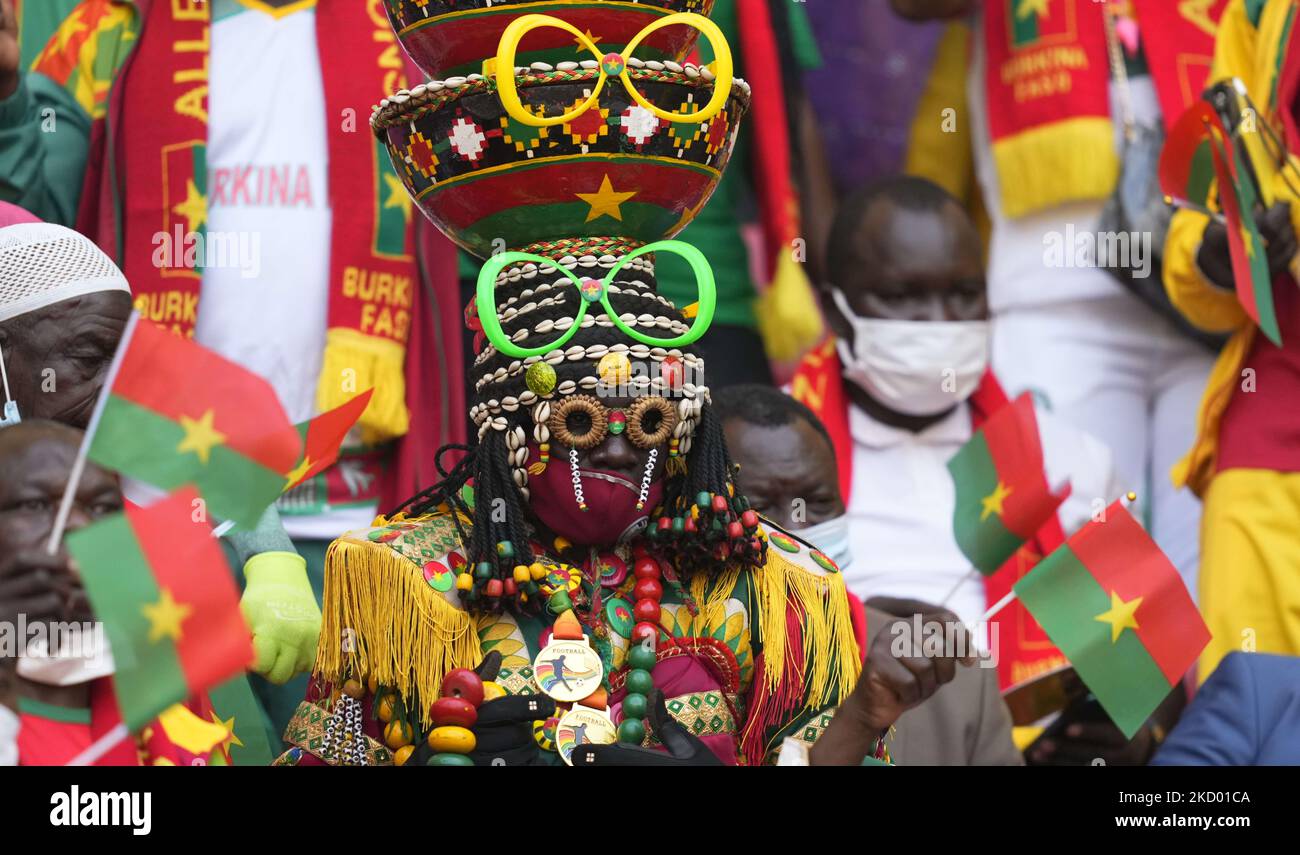 Fans during Cameroon against Burkina Faso, African Cup of Nations, at Paul Biya Stadium on January 9, 2022. (Photo by Ulrik Pedersen/NurPhoto) Stock Photo