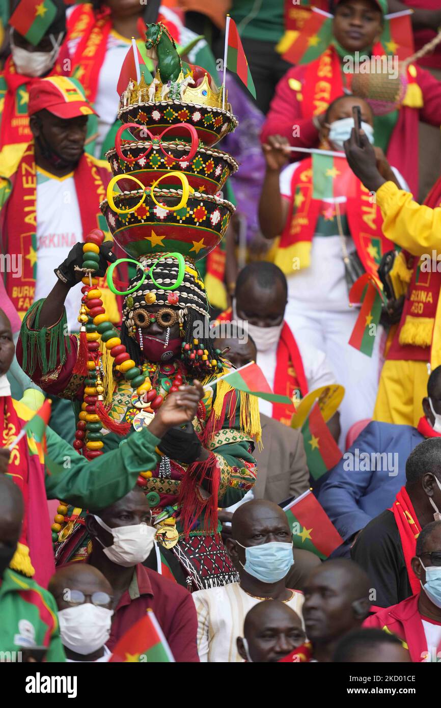 Fans during Cameroon against Burkina Faso, African Cup of Nations, at Paul Biya Stadium on January 9, 2022. (Photo by Ulrik Pedersen/NurPhoto) Stock Photo