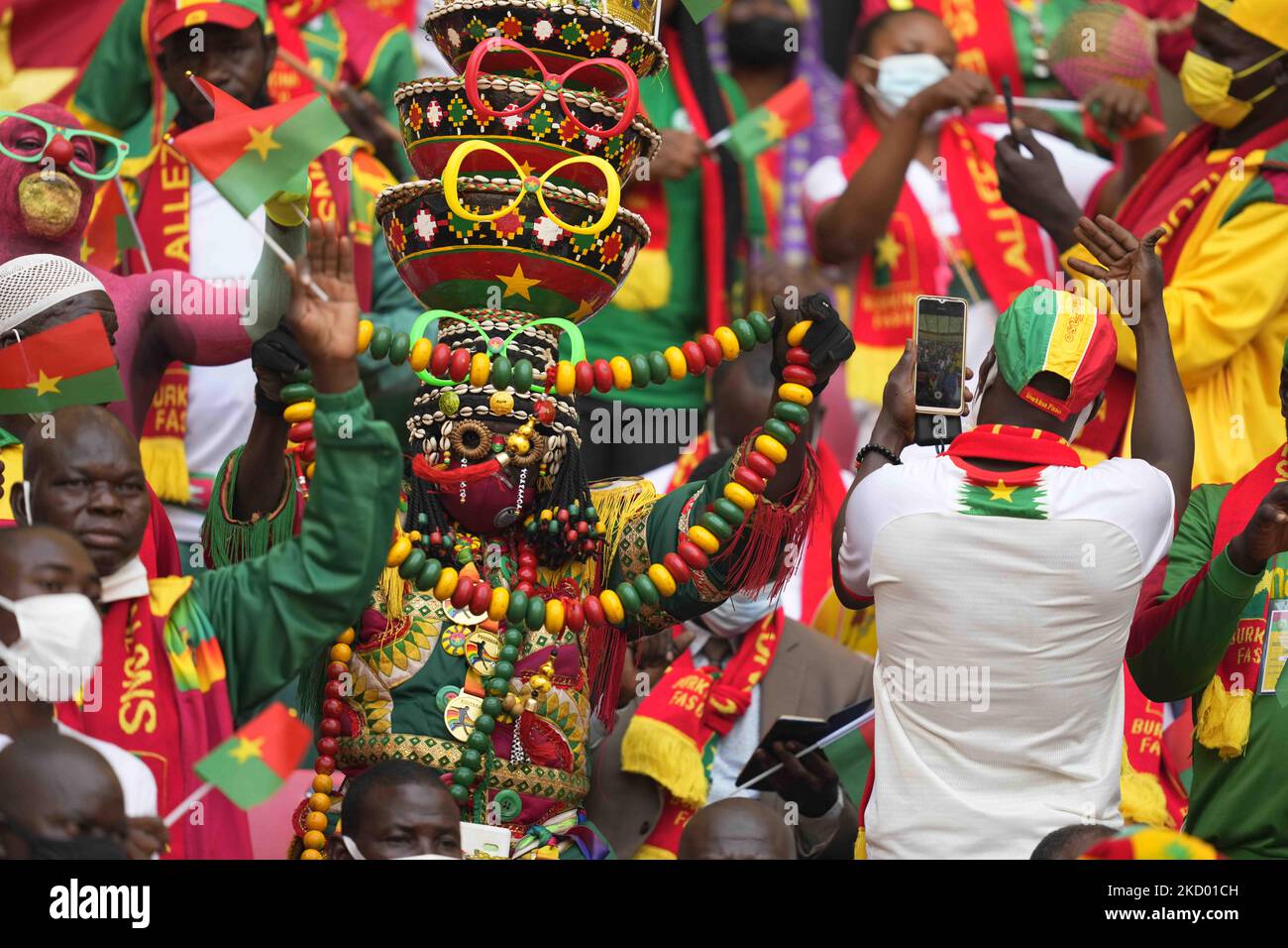 Fans during Cameroon against Burkina Faso, African Cup of Nations, at Paul Biya Stadium on January 9, 2022. (Photo by Ulrik Pedersen/NurPhoto) Stock Photo