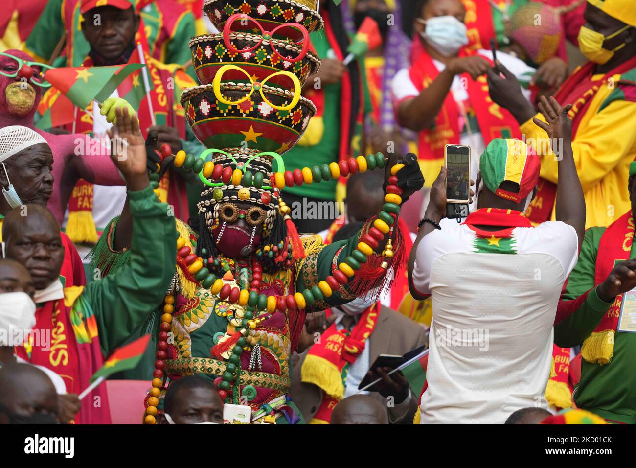 Fans during Cameroon against Burkina Faso, African Cup of Nations, at Paul Biya Stadium on January 9, 2022. (Photo by Ulrik Pedersen/NurPhoto) Stock Photo