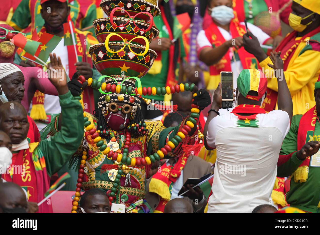 Fans during Cameroon against Burkina Faso, African Cup of Nations, at Paul Biya Stadium on January 9, 2022. (Photo by Ulrik Pedersen/NurPhoto) Stock Photo