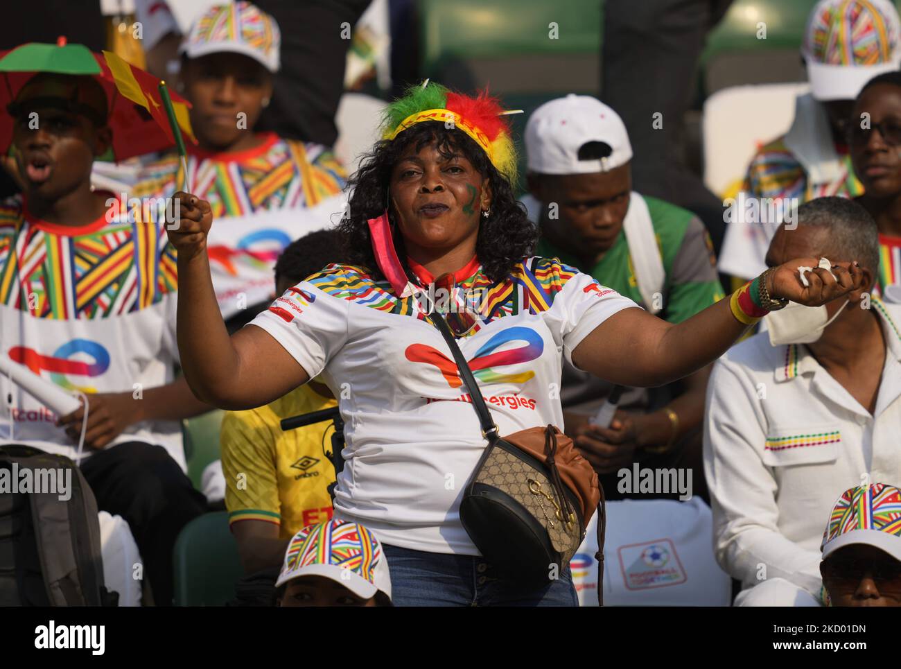 Fans during Cameroon against Burkina Faso, African Cup of Nations, at Paul Biya Stadium on January 9, 2022. (Photo by Ulrik Pedersen/NurPhoto) Stock Photo
