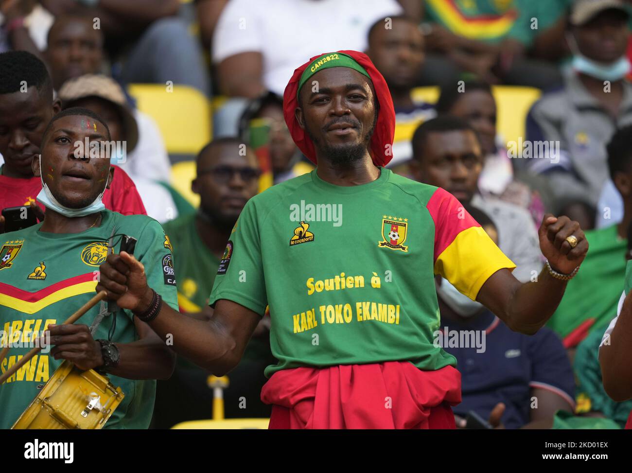 Fans during Cameroon against Burkina Faso, African Cup of Nations, at Paul Biya Stadium on January 9, 2022. (Photo by Ulrik Pedersen/NurPhoto) Stock Photo