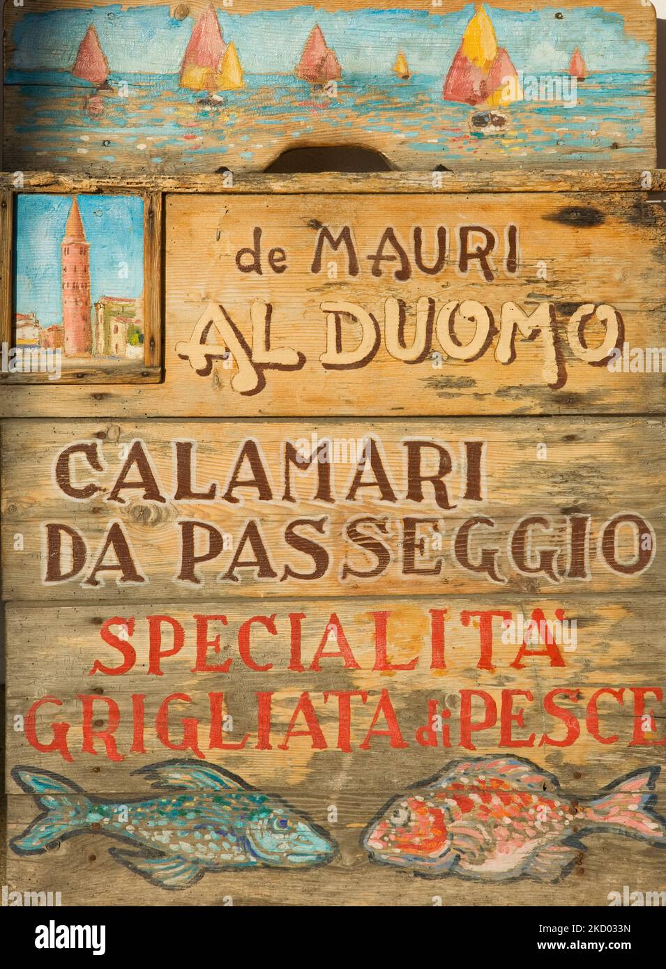 restaurant sign, Caorle, old town, Veneto Region, Italy, Europe Stock Photo
