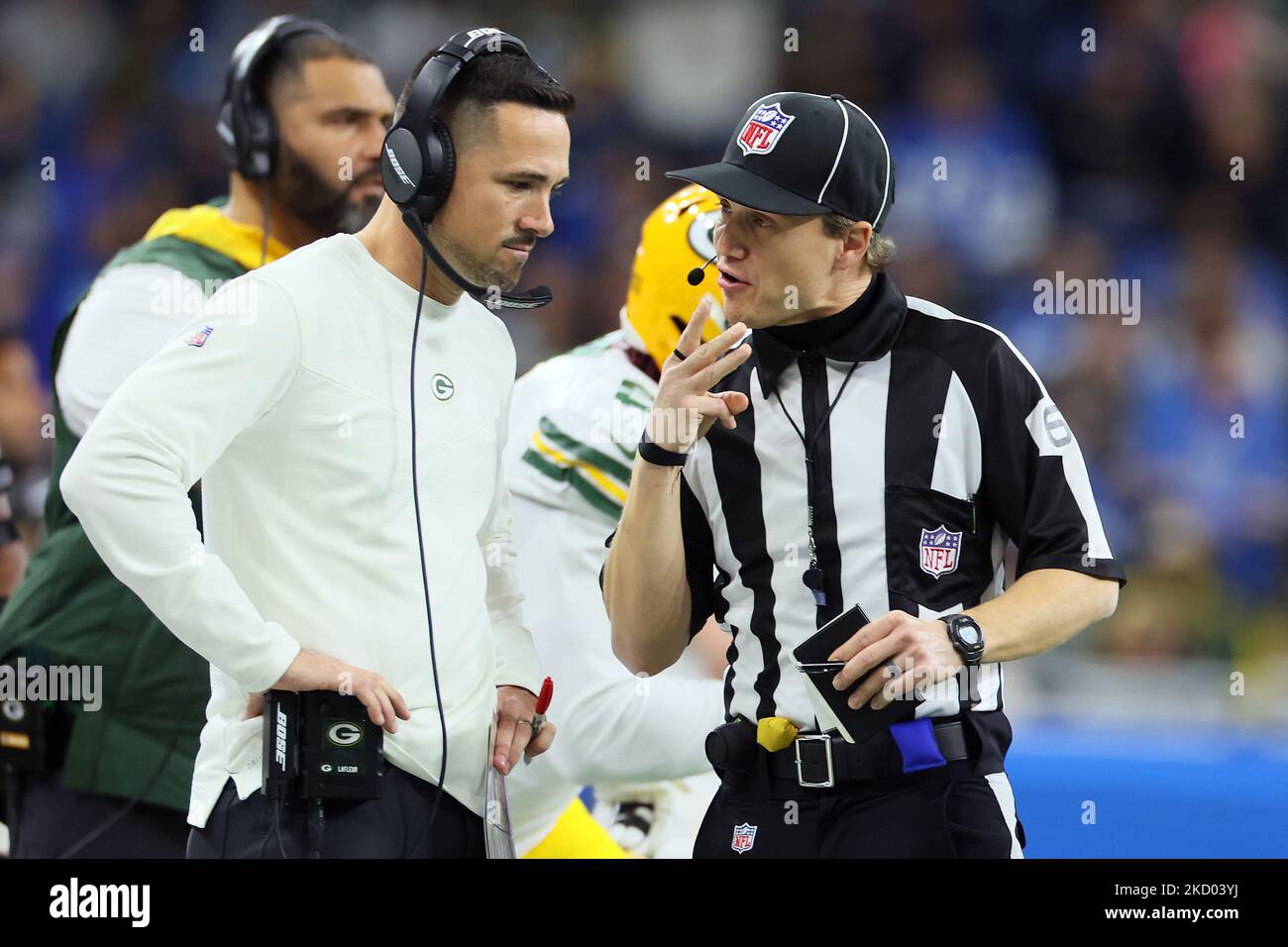 Line judge Walt Coleman IV (65) runs across the field during an NFL  football game between the Arizona Cardinals and Dallas Cowboys, Monday,  Oct. 19, 2020, in Arlington, Texas. Coleman also wears