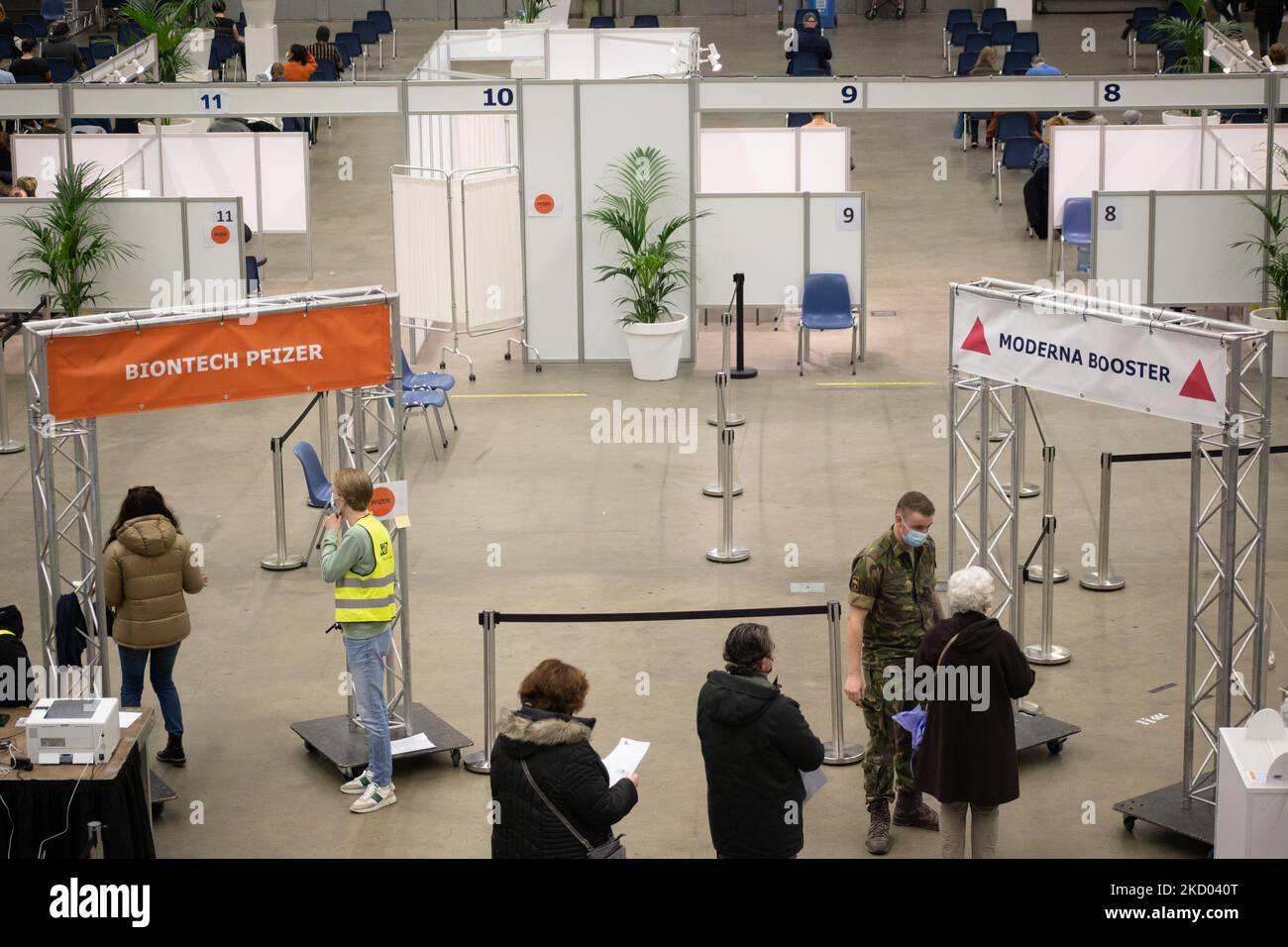 The entrance for the vaccination booths with biontech pfizer and