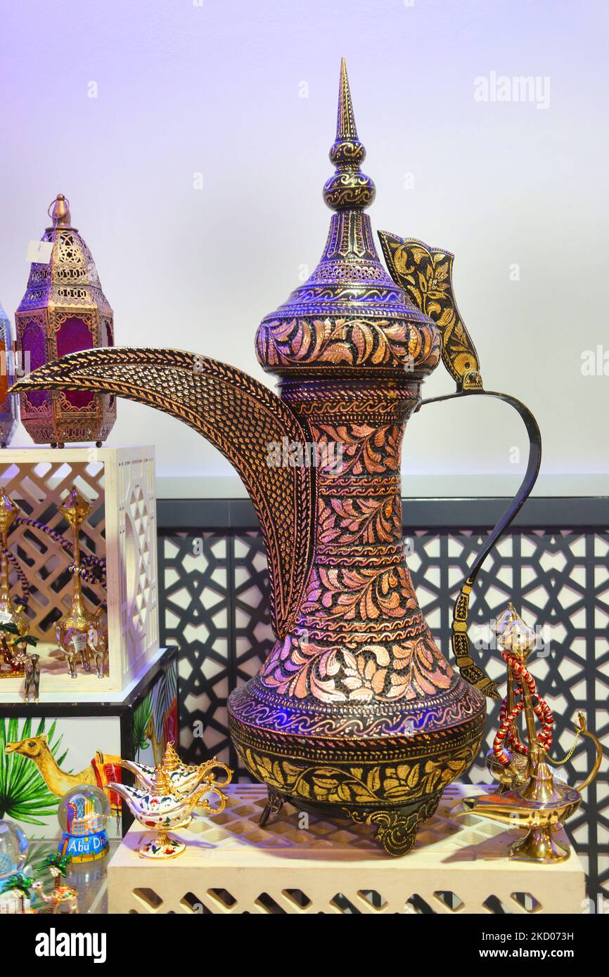 Decorative items displayed at a market in Abu Dhabi, United Arab