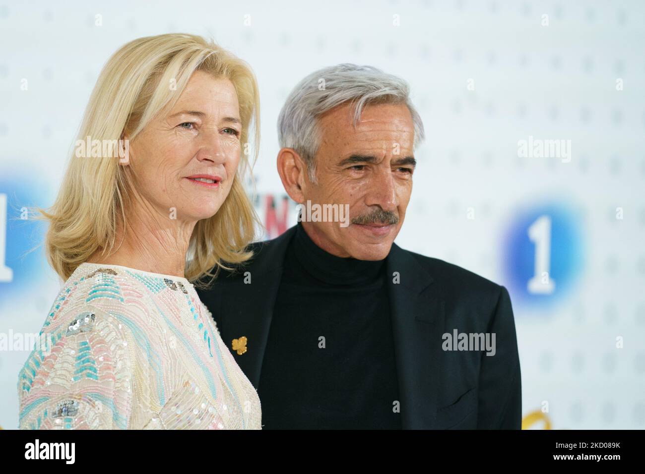 Actress Ana Duato and actor Imanol Arias attends the presentation of new season 'Cuentame' on January 12, 2022 in Madrid, Spain. (Photo by Oscar Gonzalez/NurPhoto) Stock Photo