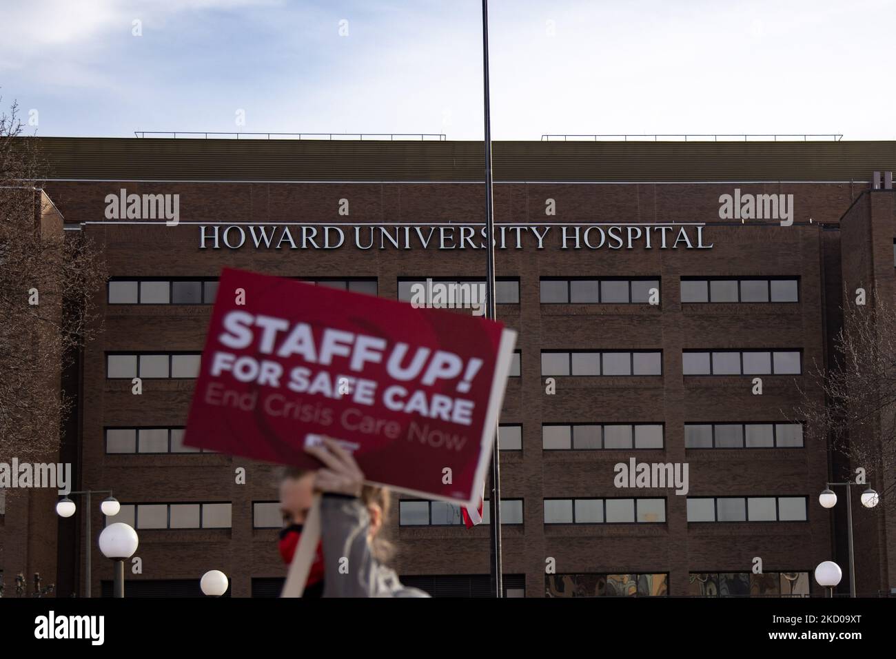 Nurses working at Howard University Hospital in Washington, D.C. rally