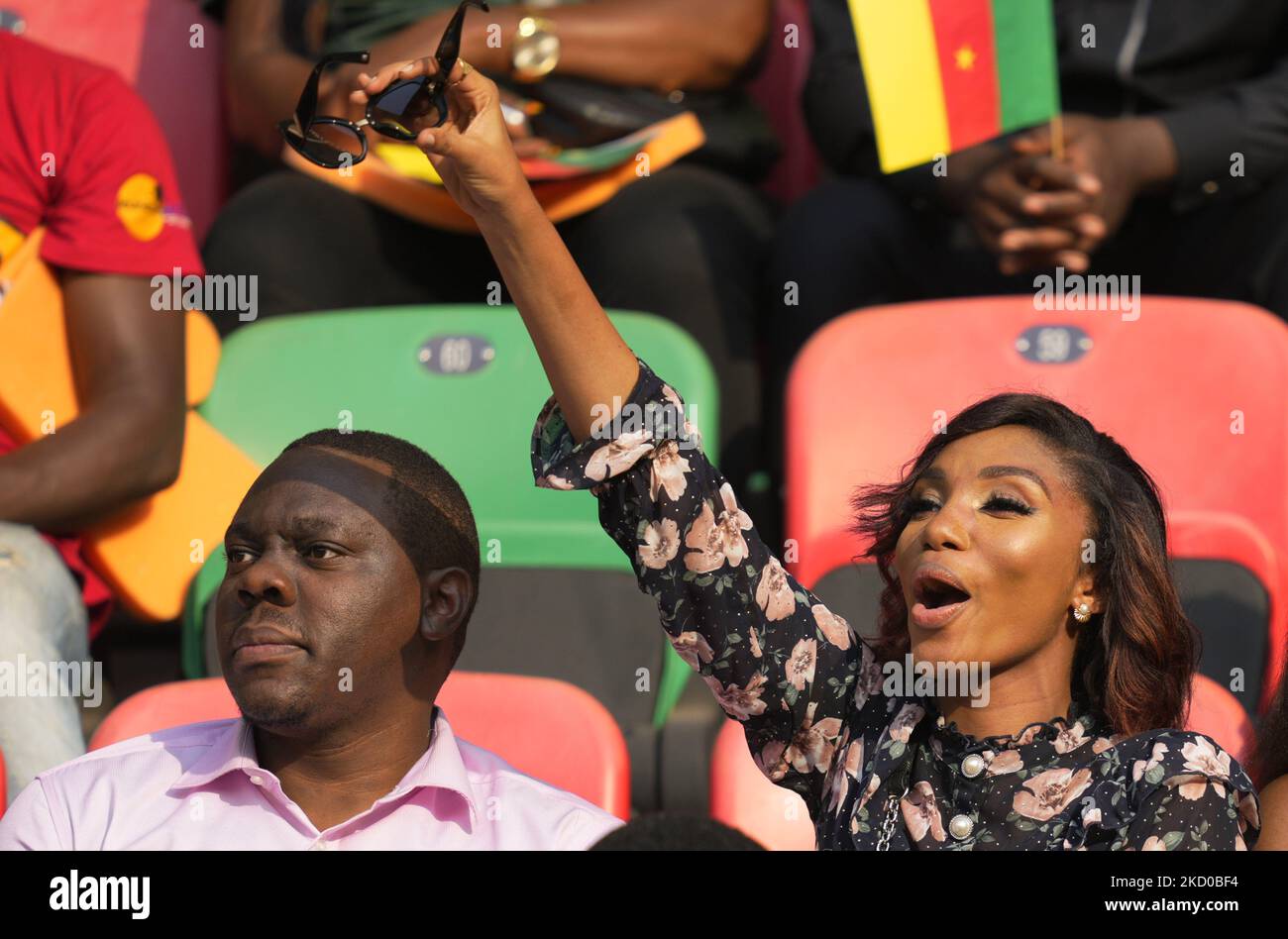 Fans during Cameroon against Burkina Faso, African Cup of Nations, at Paul Biya Stadium on January 9, 2022. (Photo by Ulrik Pedersen/NurPhoto) Stock Photo