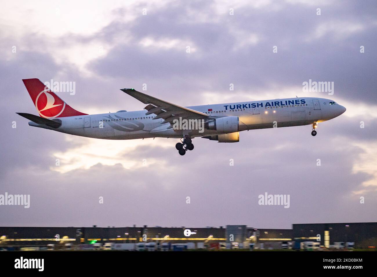 A Turkish Airlines Airbus A330 wide body aircraft as seen landing at