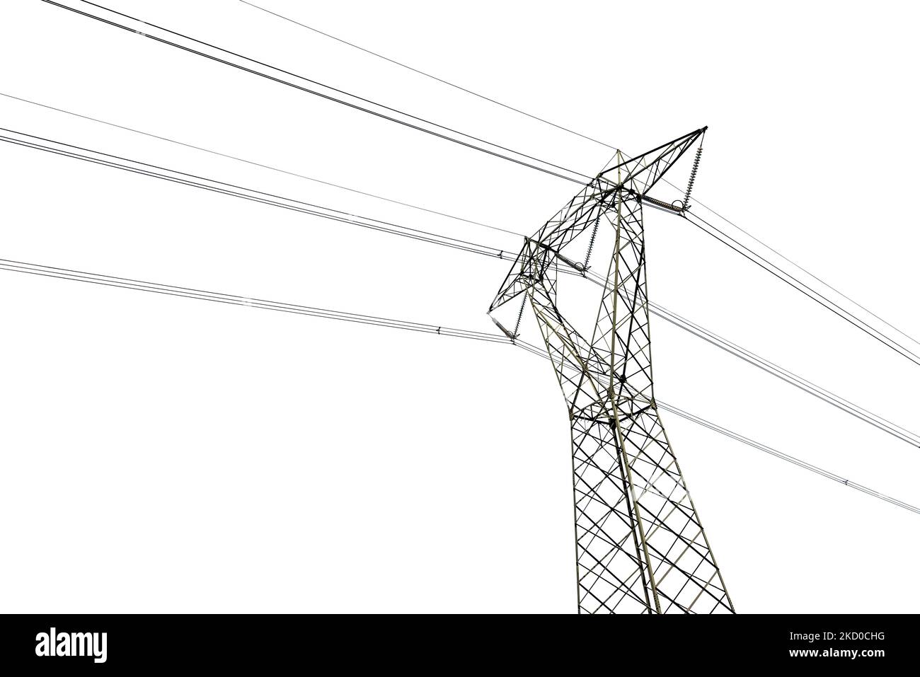Photography of a High voltage tower, power line with electric cables