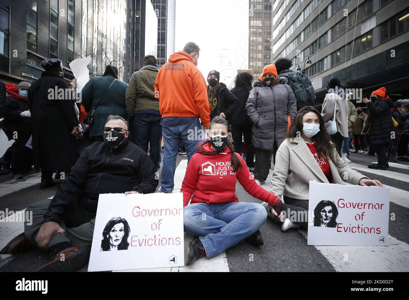 People block a main avenue following a march through the streets in