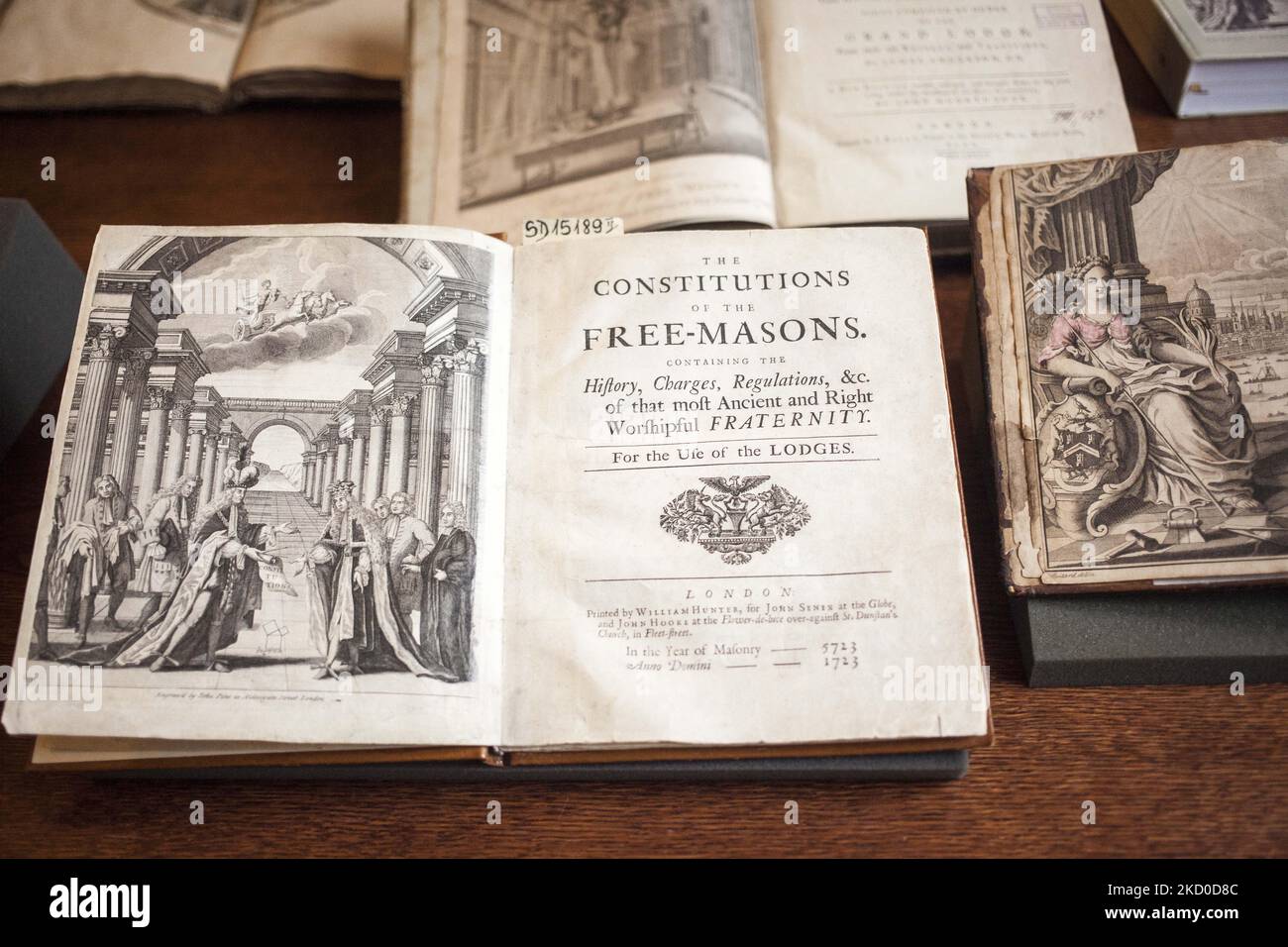 The Constitutions of the Free - Masons original seen in University of Poznan Library on January 14, 2022. (Photo by Maciej Luczniewski/NurPhoto) Stock Photo
