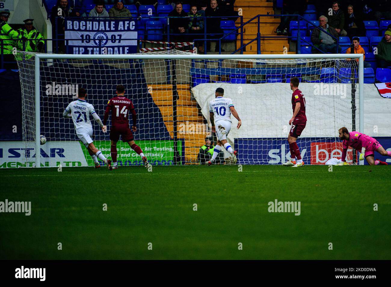 Charlie Jolley of Tranmere Rovers FC gets his second goal during the Sky Bet League 2 match between Tranmere Rovers and Rochdale at Prenton Park, Birkenhead on Saturday 15th January 2022. (Photo by Ian Charles/MI News/NurPhoto) Stock Photo