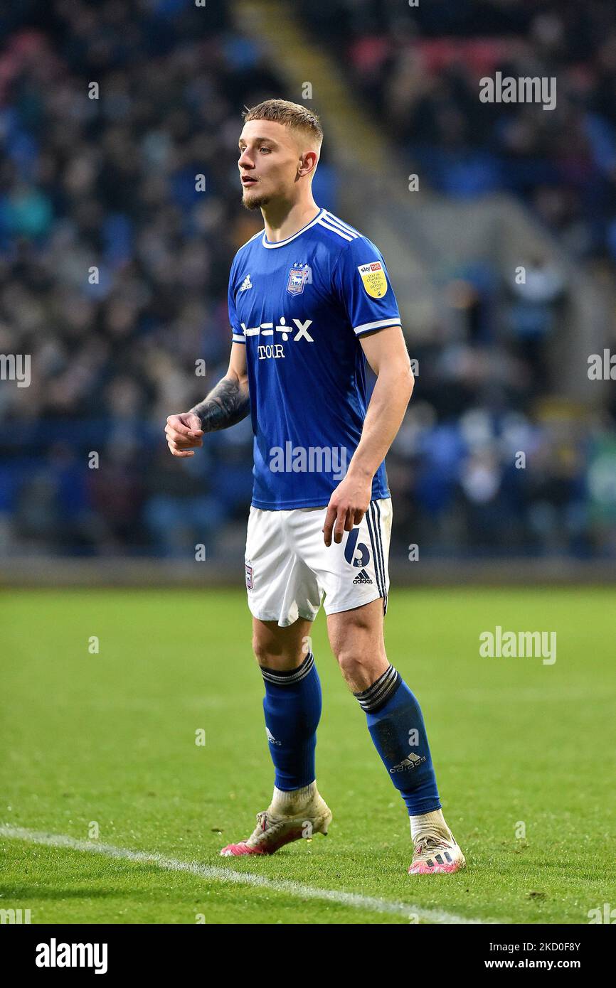 Luke Woolfenden of Ipswich Town during the Sky Bet League 1 match between Bolton Wanderers and Ipswich Town at the Reebok Stadium, Bolton on Saturday 15th January 2022. (Photo by Eddie Garvey/MI News/NurPhoto) Stock Photo