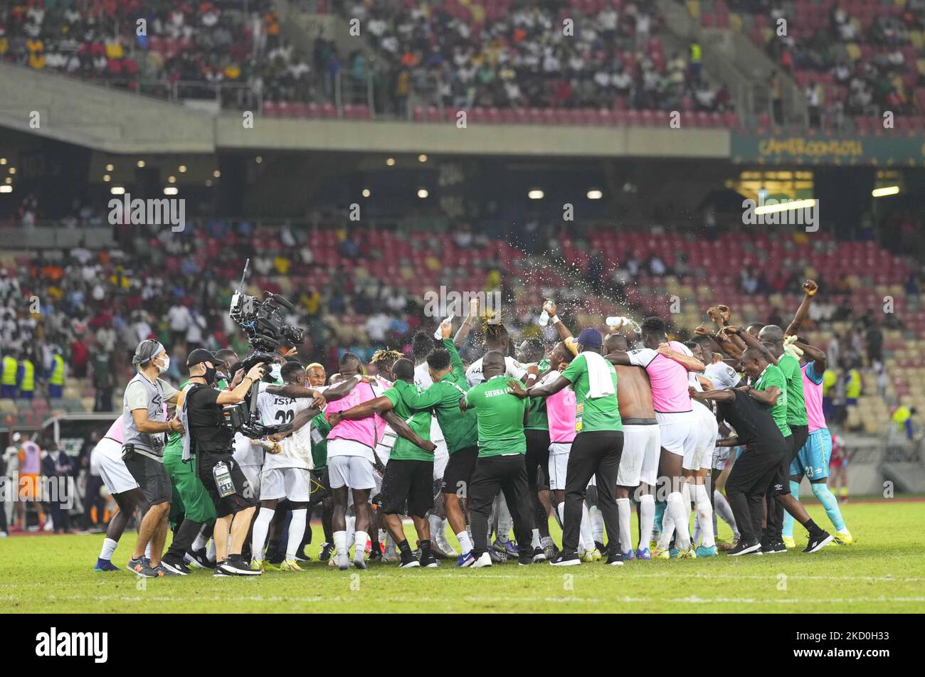 Sierra Leone celebrating the draw after Sierra Leone versus Ivory Coast