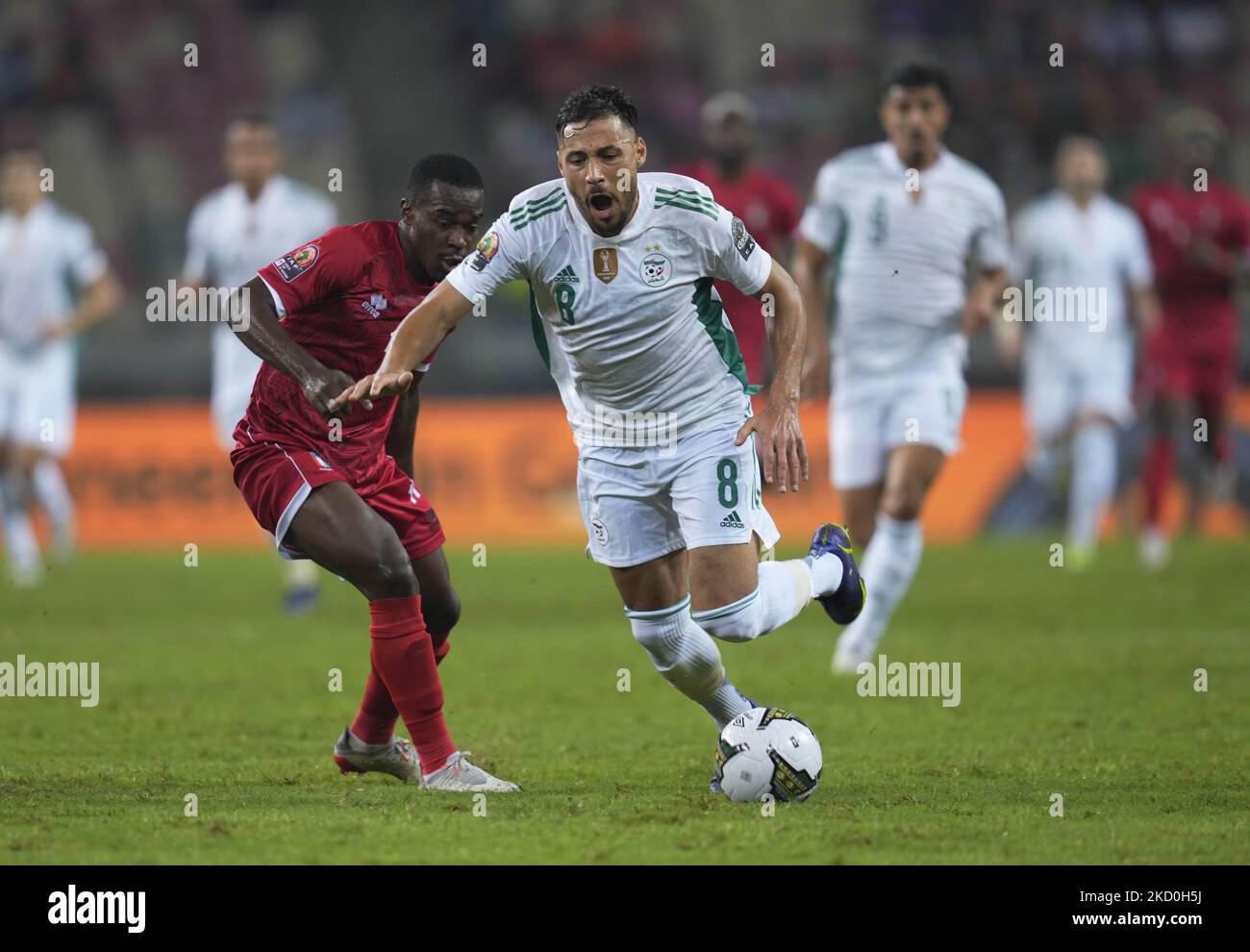 Youcef Belaïli of Algeria during Algeria versus Equatorial Guinea, African Cup of Nations, at Japoma Stadium on January 16, 2022. (Photo by Ulrik Pedersen/NurPhoto) Stock Photo
