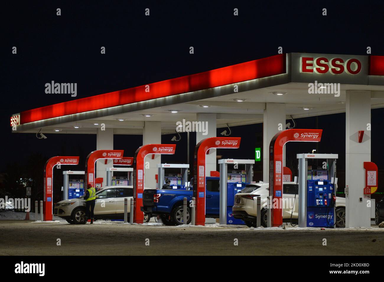 ESSO gas station in South Edmonton. On Thursday, January 20, 2021, in Edmonton, Alberta, Canada. (Photo by Artur Widak/NurPhoto) Stock Photo