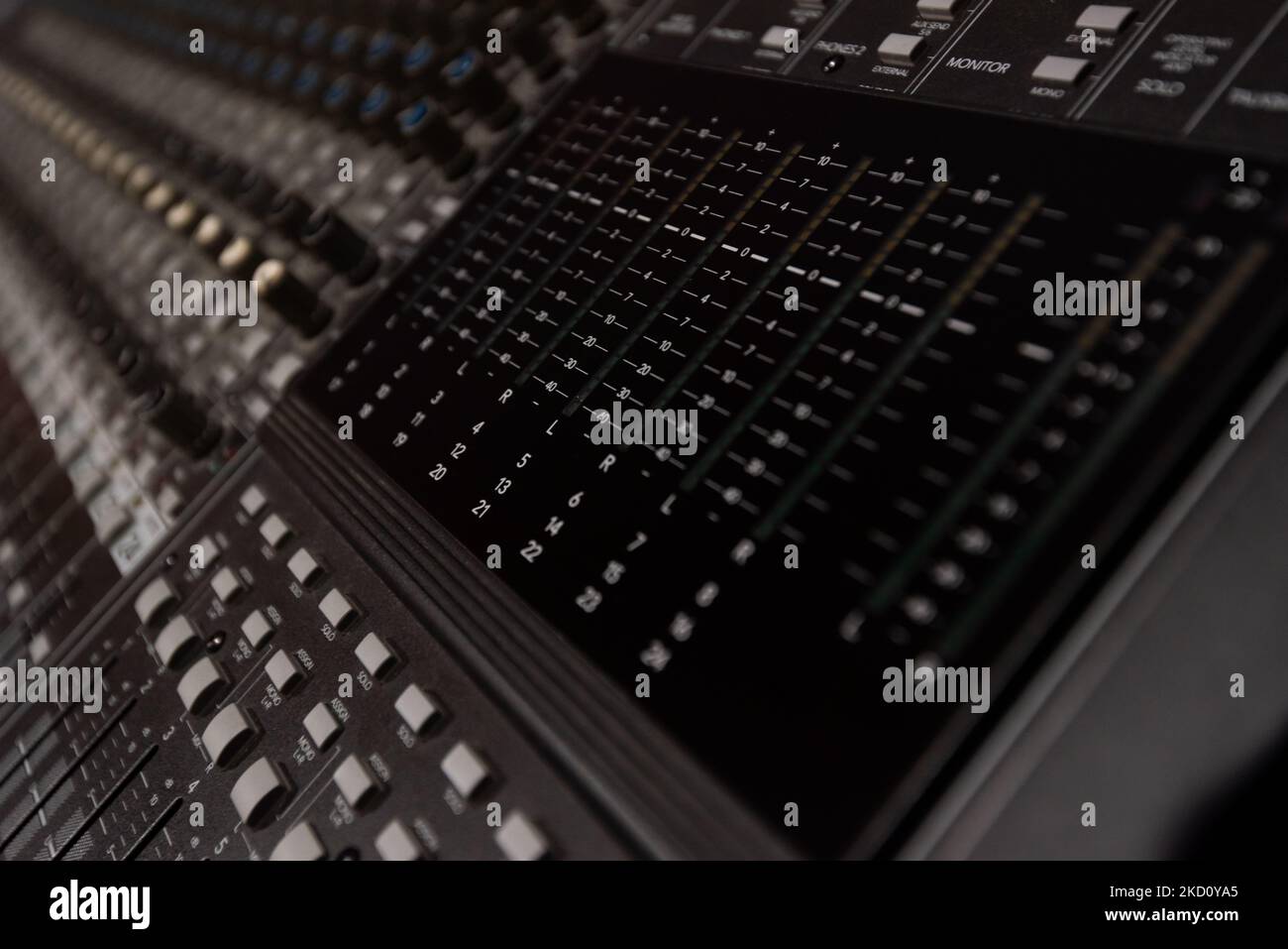 Used old dusty Music Studio Dials, Knobs, Switches and Sliders Stock