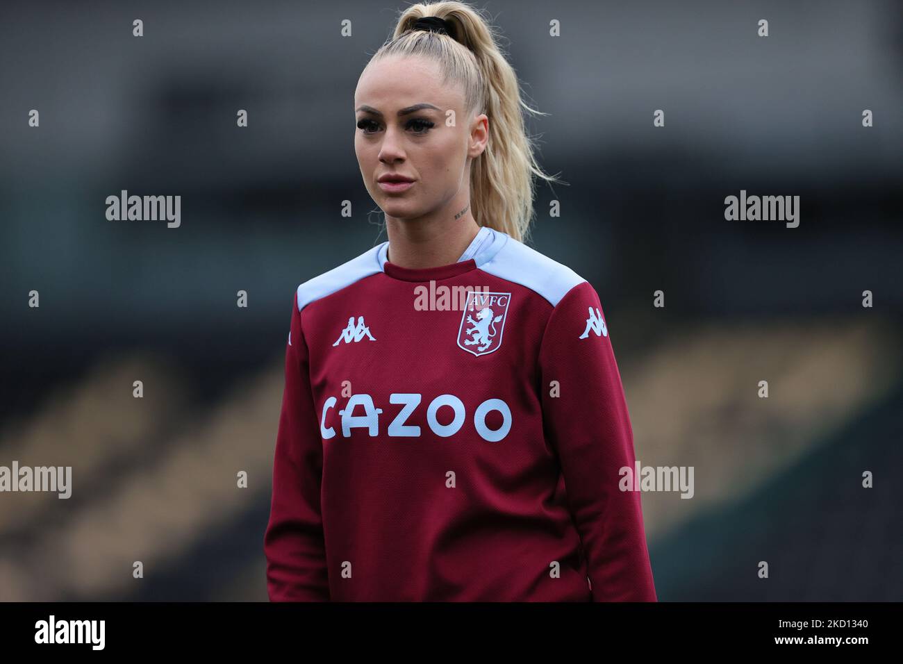 Alisha Lehmann of Aston Villa Women warms up ahead of the Barclays FA Women's Super League match between Leicester City and Aston Villa at the Pirelli Stadium, Burton on Trent on Sunday 23rd January 2022. (Photo by James Holyoak/MI News/NurPhoto) Stock Photo