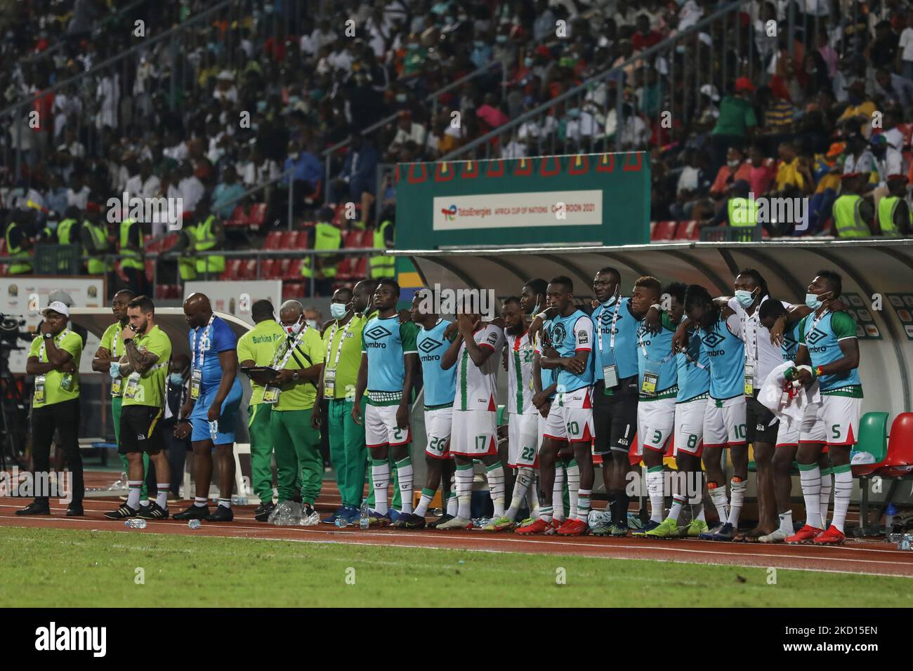 Burkina Faso team standing together during penalty's on the Round 16 of