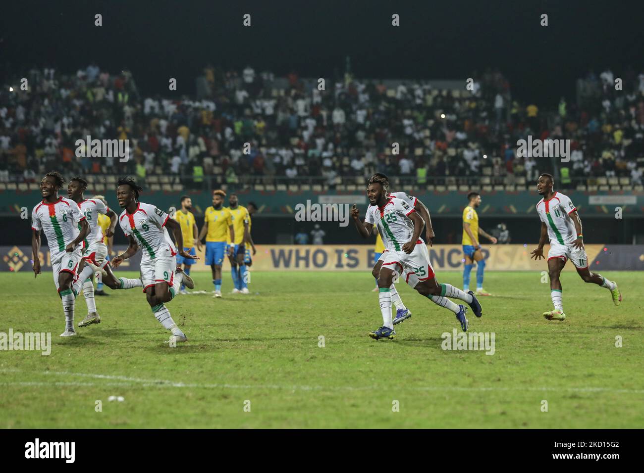 Burkina Faso team celebrate after wining with penalty's on the Round 16
