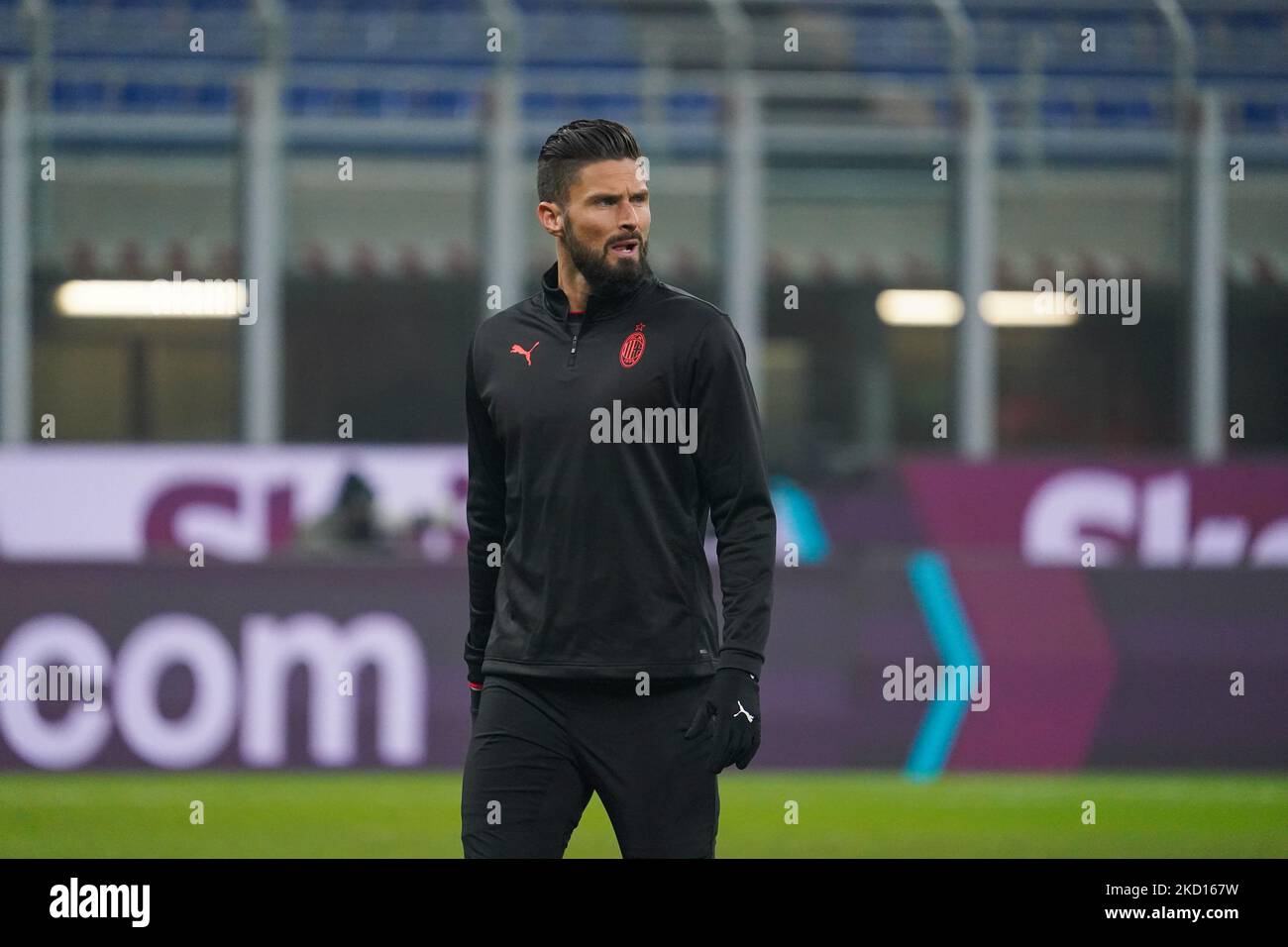 Olivier Giroud of AC Milan during AC Milan against FC Juventus, Serie A, at Giuseppe Meazza Stadium on January 23, 2022. (Photo by Alessio Morgese/NurPhoto) Stock Photo